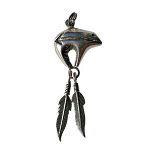 Sterling Silver Bear Fetish Pendant Heavy Gauge Navajo Native American 925 80s